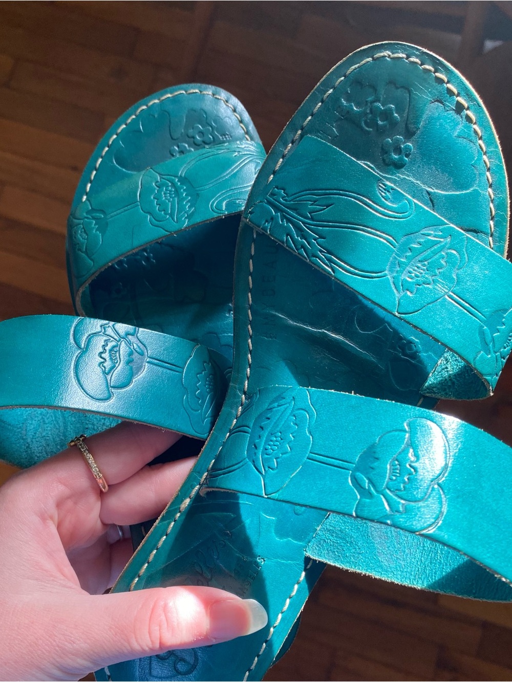 Seychelles Floral Teal Slide Sandals